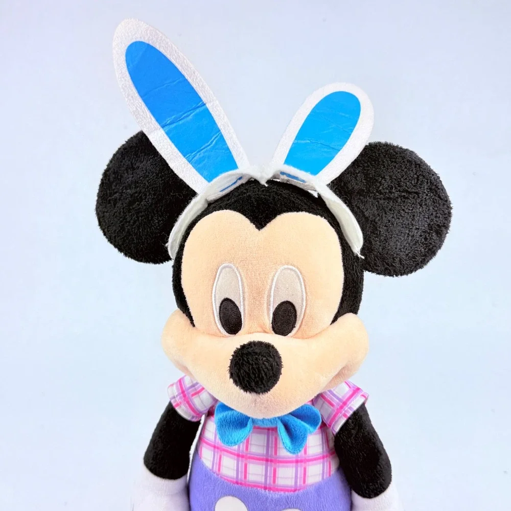 Disney Mickey Mouse‎ Easter Bunny Plush Plaid Shirt Blue Bow Purple Shorts 24 in